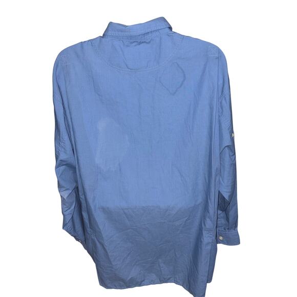 Orvis Buzz Off Insect Shield Button Shirt Sz XXL Blue Hiking Camping Fly Fishing - Picture 2 of 4